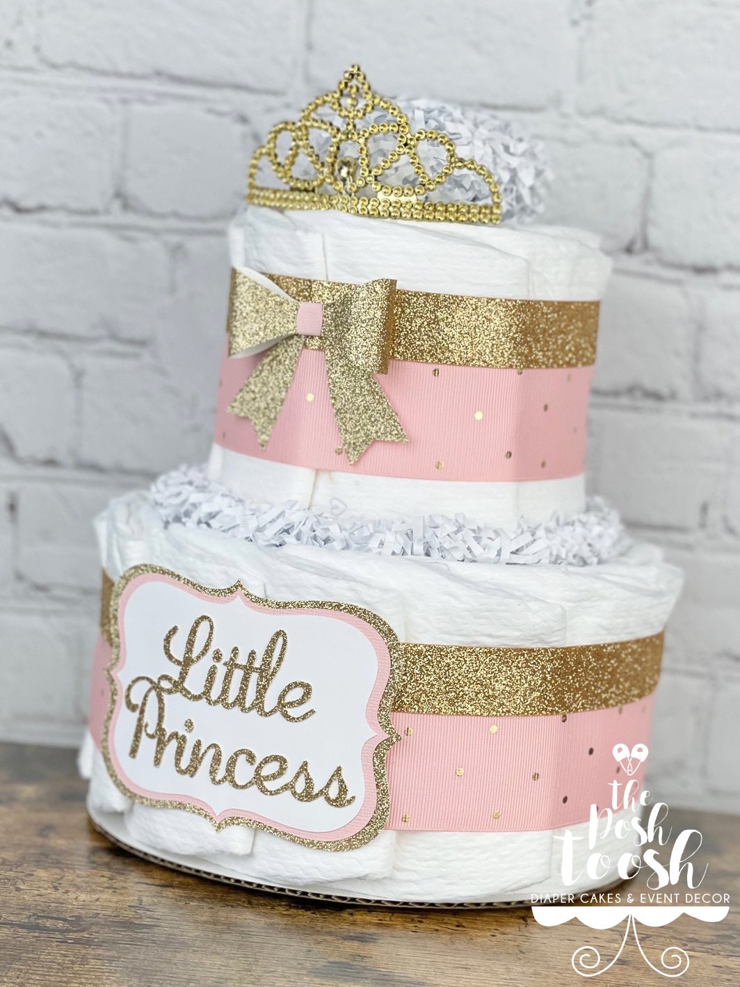 Pink and Gold Diaper Cake Baby Shower Centerpiece Baby - Etsy