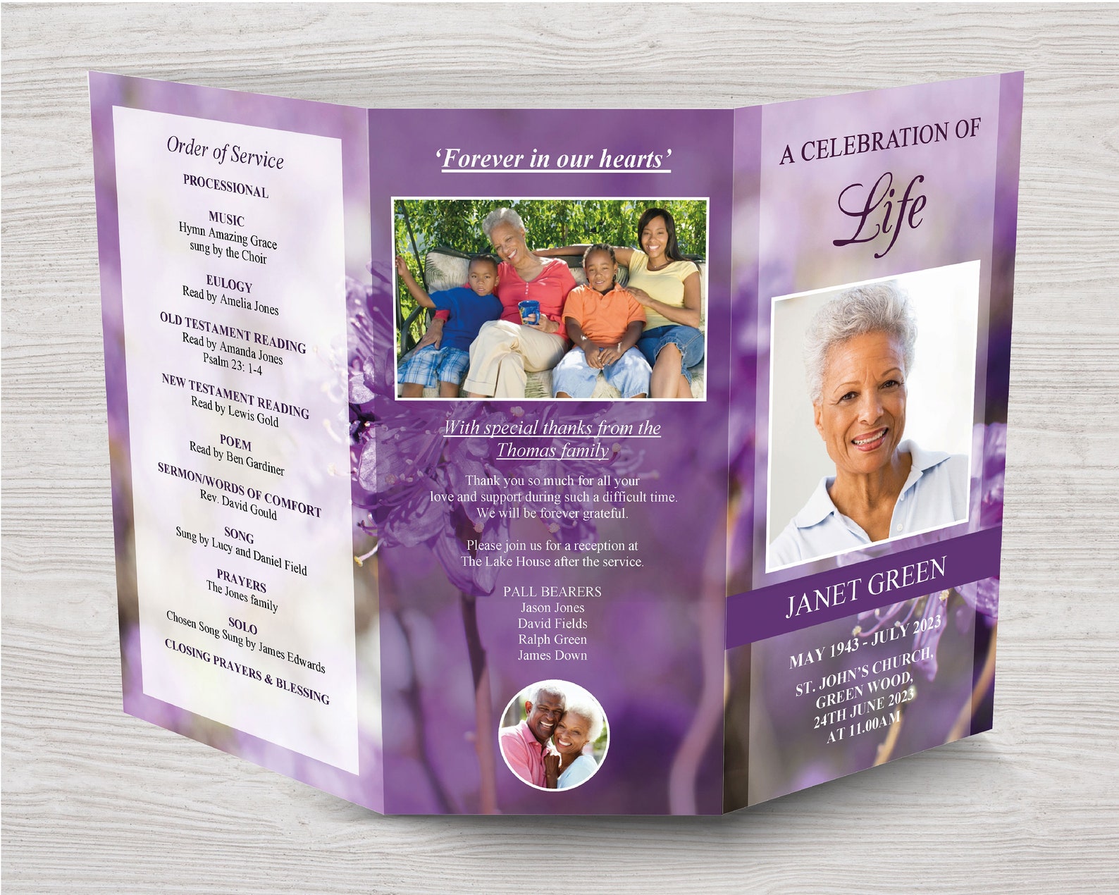 11X17 Trifold Funeral Program Template