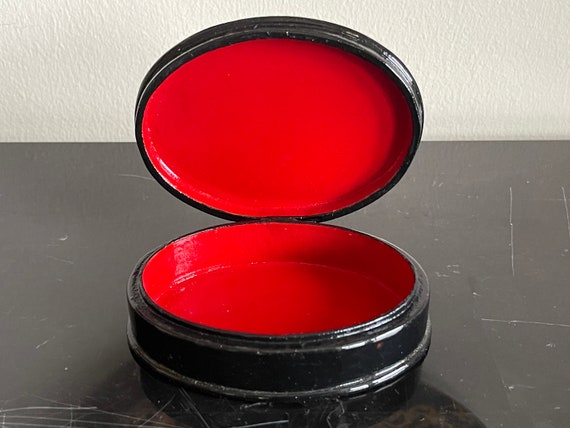 Russian Collection Signed Oval Lacquer Box Equest… - image 4