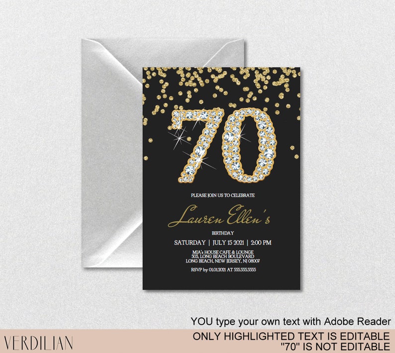 70th Birthday Invitation Printable Template Editable Birthday | Etsy