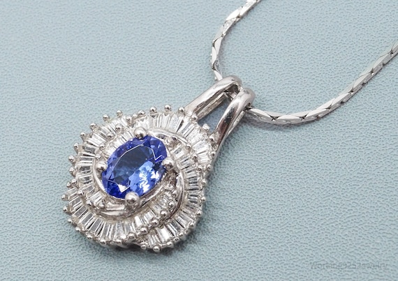 Vintage Tanzanite & White Sapphire Sterling Silve… - image 1