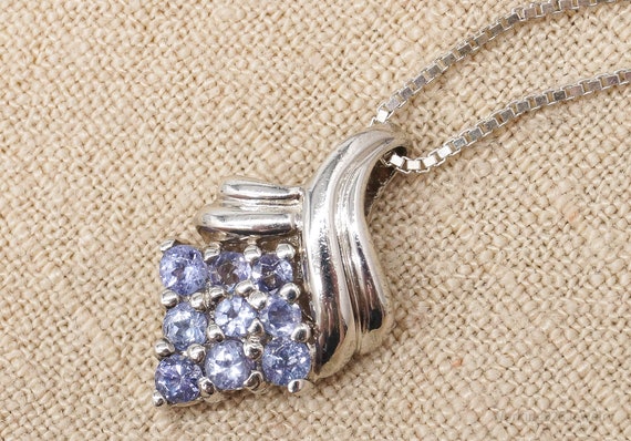 Vintage Tanzanite Sterling Silver Necklace 18" - image 6