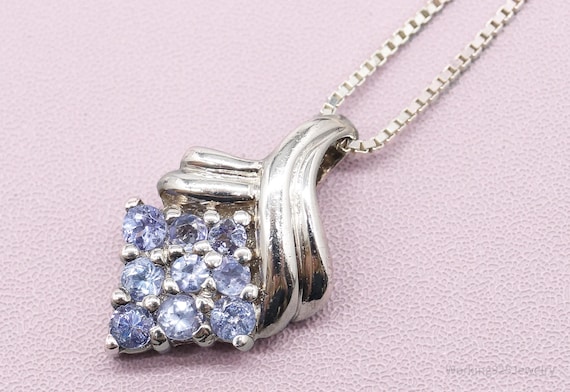 Vintage Tanzanite Sterling Silver Necklace 18" - image 1