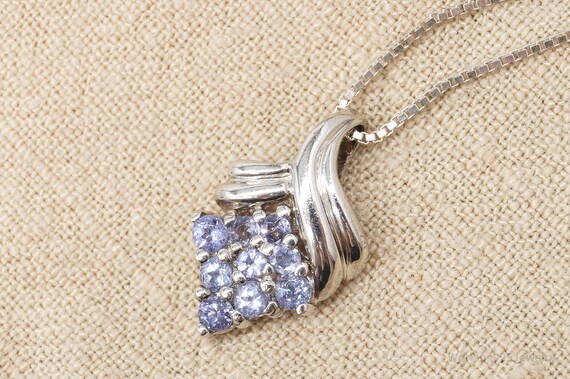 Vintage Tanzanite Sterling Silver Necklace 18" - image 5