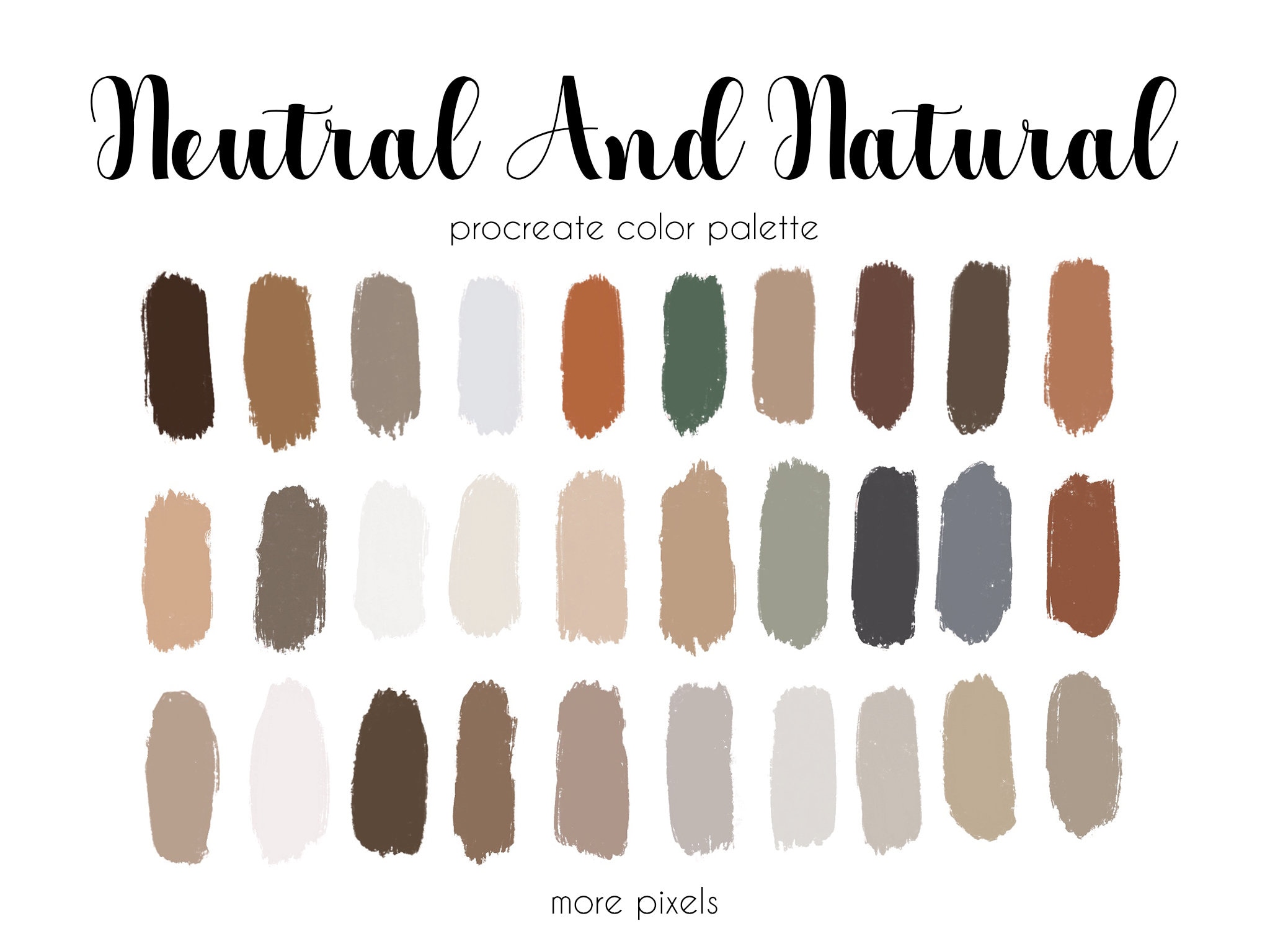 Neutral and Natural, Procreate Color Palette, Hex Code, Ipad, Color ...