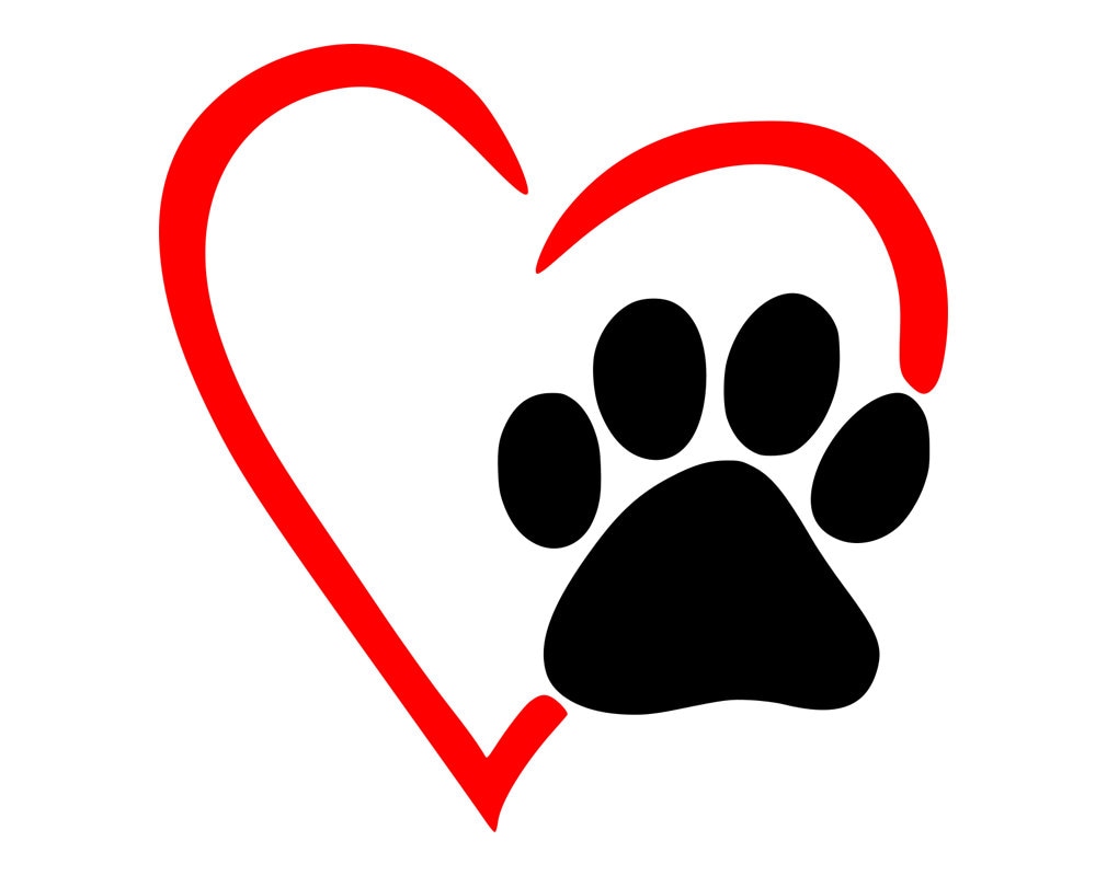 Dog Paw Print With Heart SVG