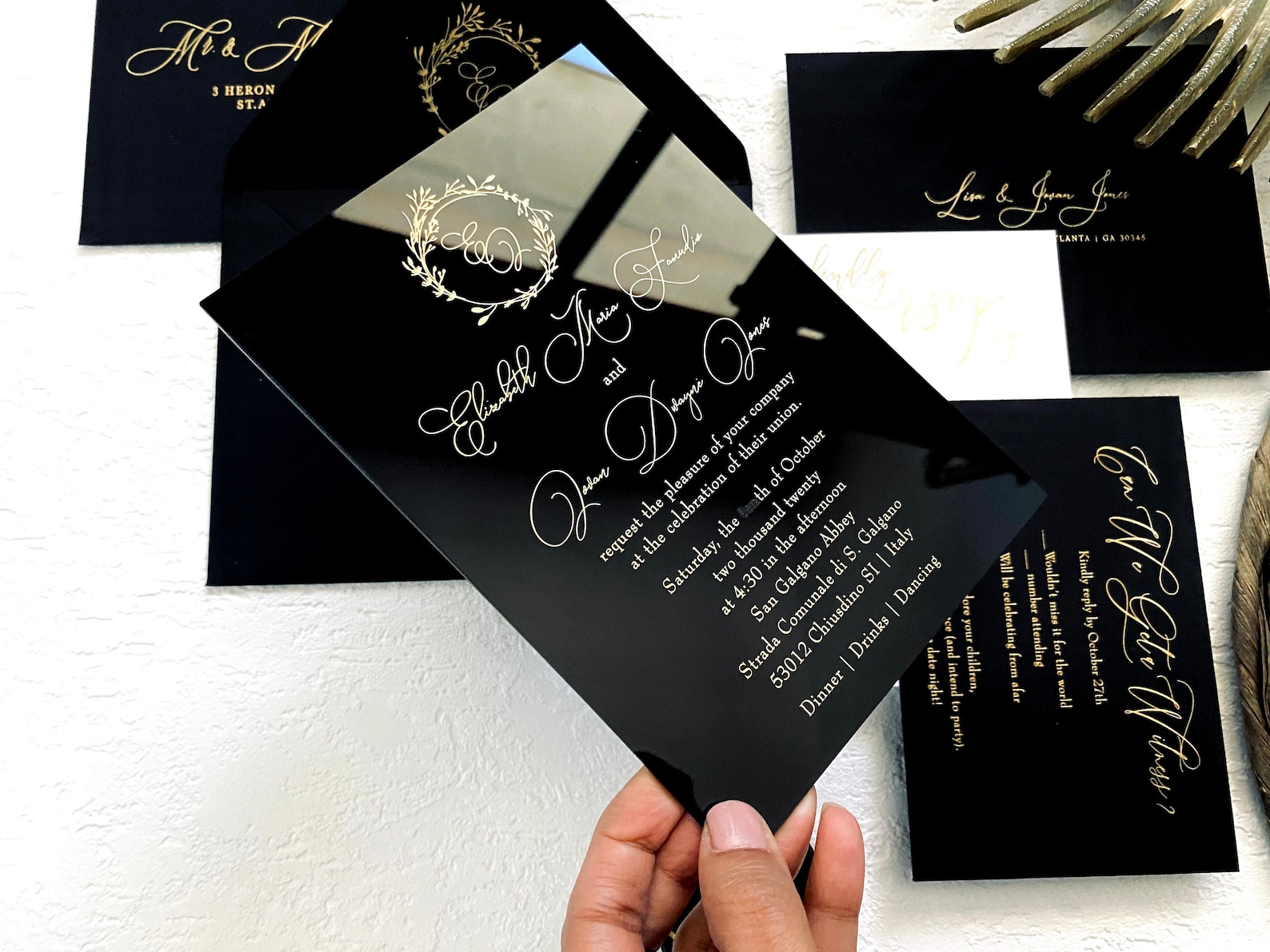 black and gold wedding invitations Gold invitation wedding vintage ...