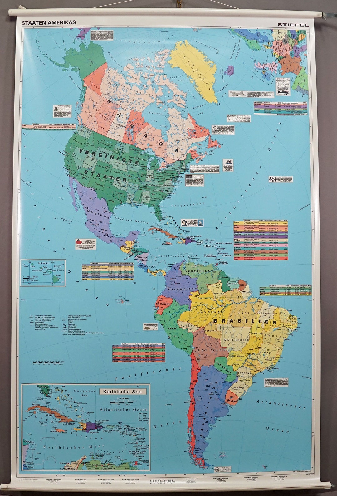 Americas States Vintage Rollable Map Mural Wall Chart Poster - Etsy