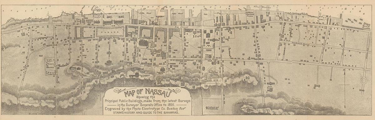 Old Map Of Nassau Bahamas