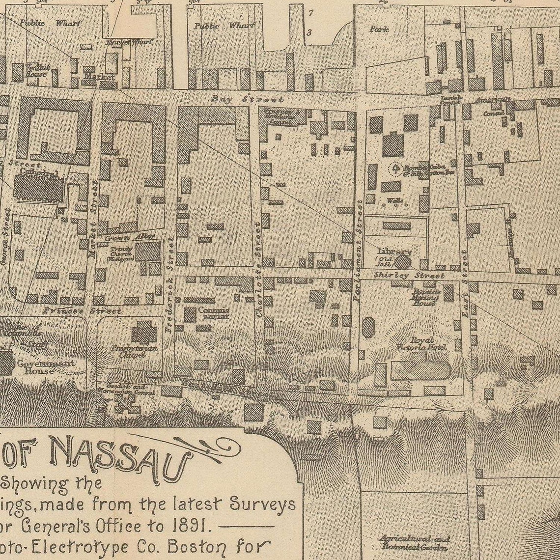 Old Map Of Nassau Bahamas