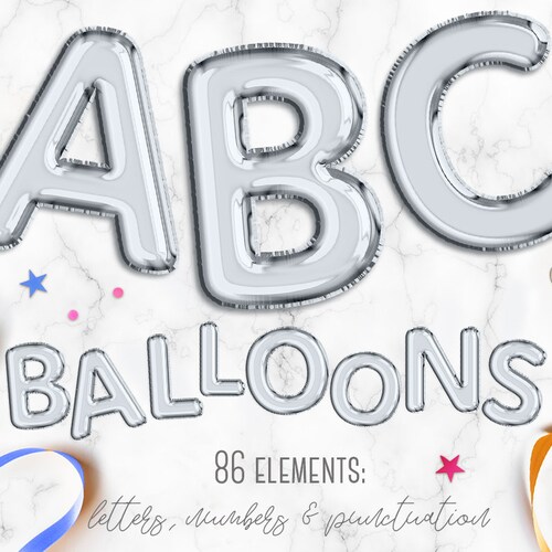 Balloon Letters Clipart Balloon Alphabet Clip Art Font - Etsy