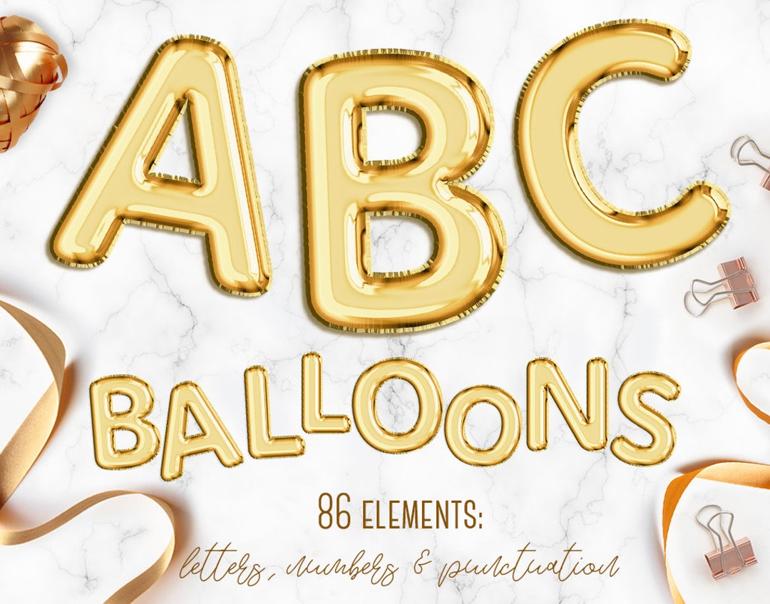 Gold Balloon Alphabet Clip Art, Gold Balloons, Gold Foil Alphabet, Gold ...