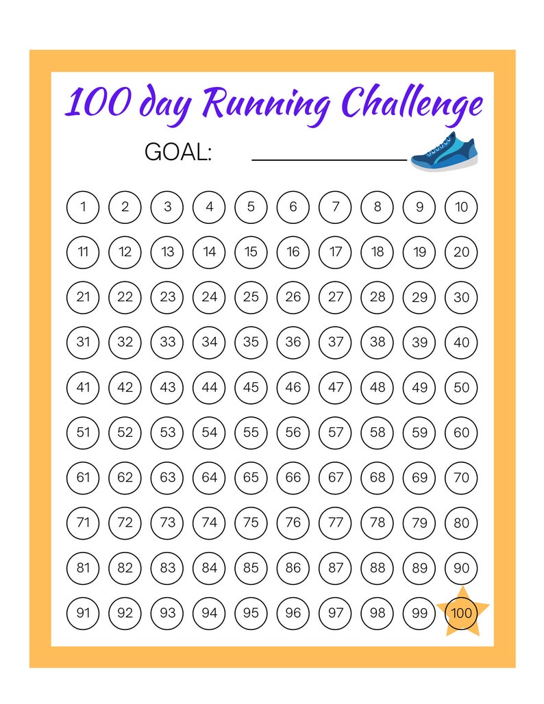 Run Walk Fitness Tracker and 100 Day Challenges Printables - Etsy