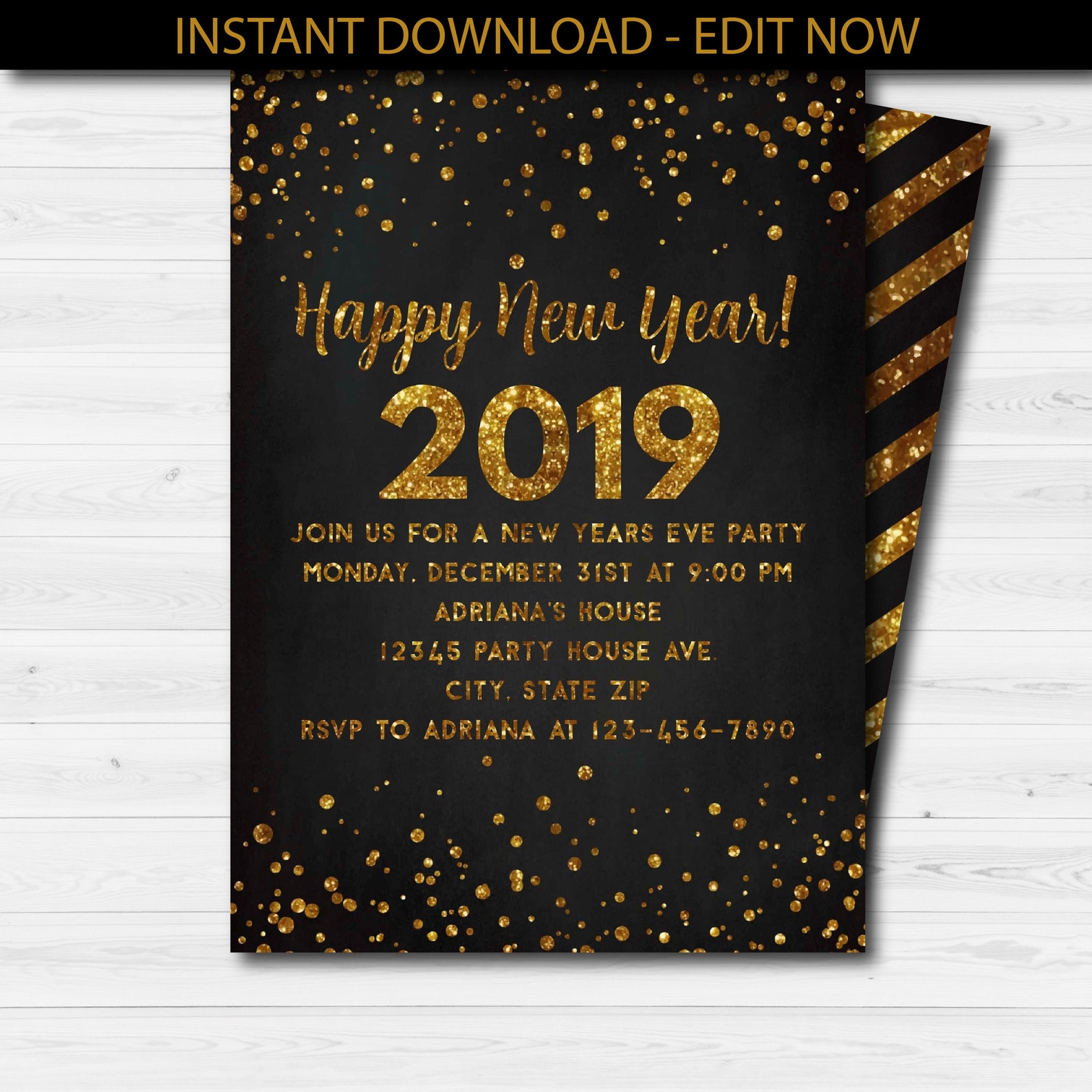 New Years Party Invitation Digital New Years Party | Etsy