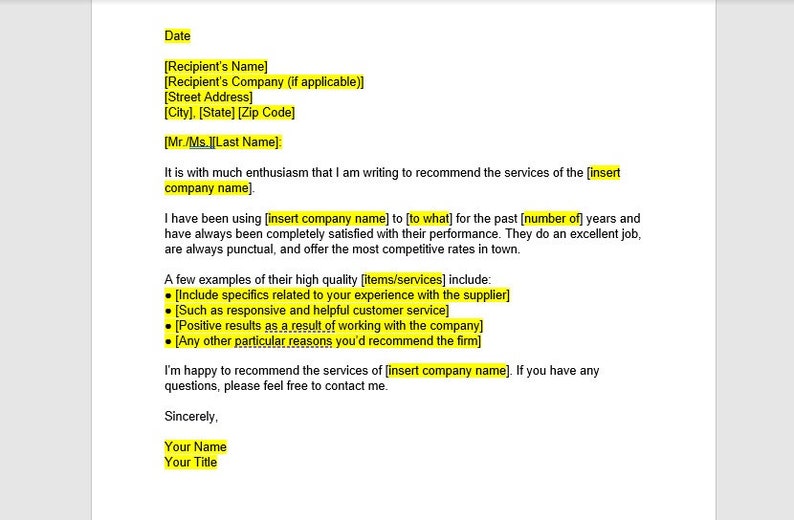 Business Reference Letter Template, Business Reference Letter, Business ...