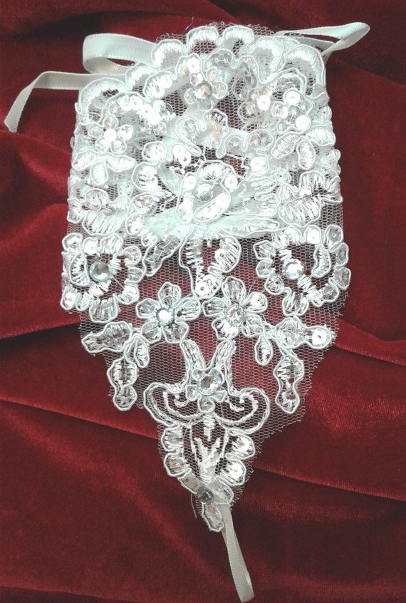 Elegant, Beautiful Lace, Rhinestone Bridal Gloves,