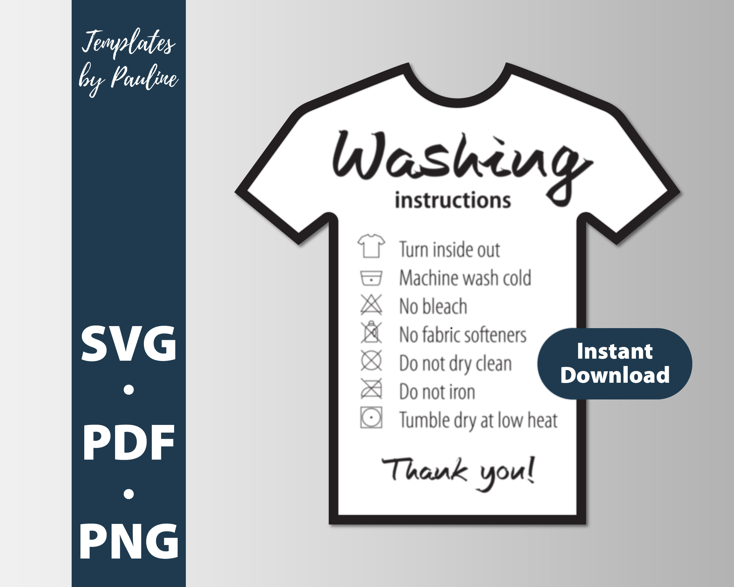 Washing Instructions SVG T-shirt Care Cards How To Care, 50% OFF