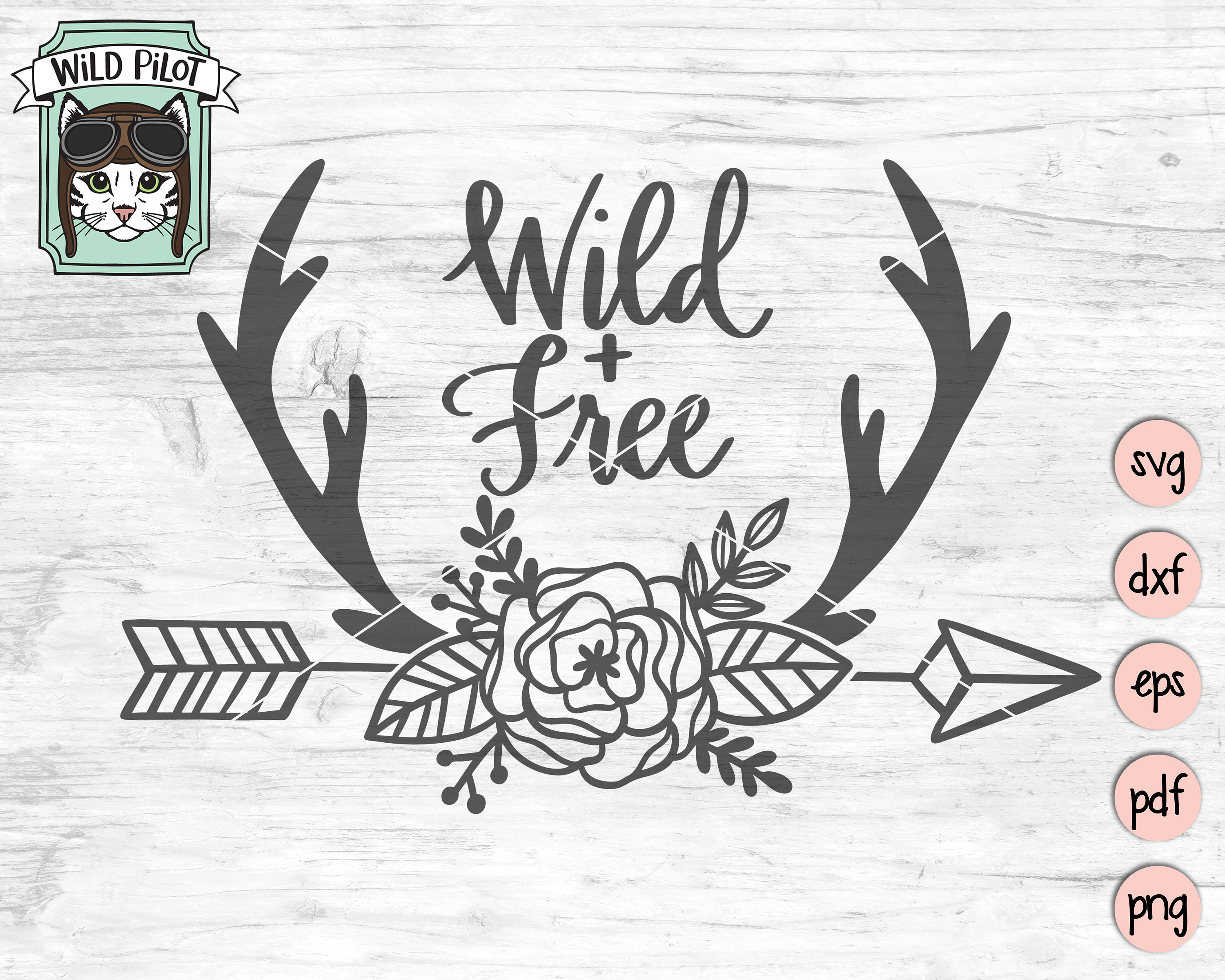 Download Wild and Free SVG file Deer Antlers SVG Deer Antlers Flowers | Etsy