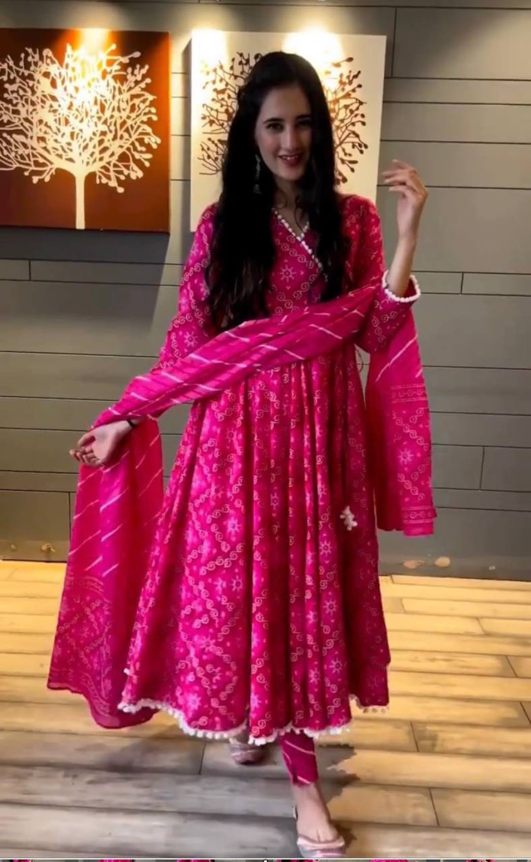 Ethnic Jaipuri Pink Cotton Suit for Ladies S-XXL. Indian - Etsy Norway