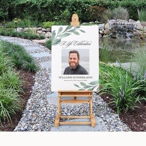 Welcome Sign Celebration of Life Funeral Sign Poster Greenery Foliage ...