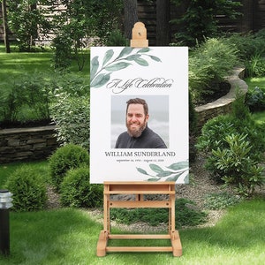 Welcome Sign Celebration of Life Funeral Sign Poster Greenery Foliage ...