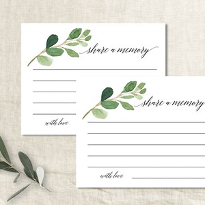 Share A Memory Card Printable Template Greenery Eucalyptus Funeral ...