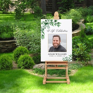 Funeral Welcome Sign, Celebration of Life Welcome Poster, Greenery ...