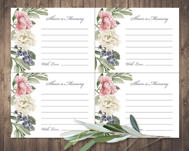 Funeral Share A Memory Card Printable Template Celebration of - Etsy