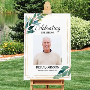 Funeral Welcome Sign Celebration of Life Sign Poster Greenery - Etsy