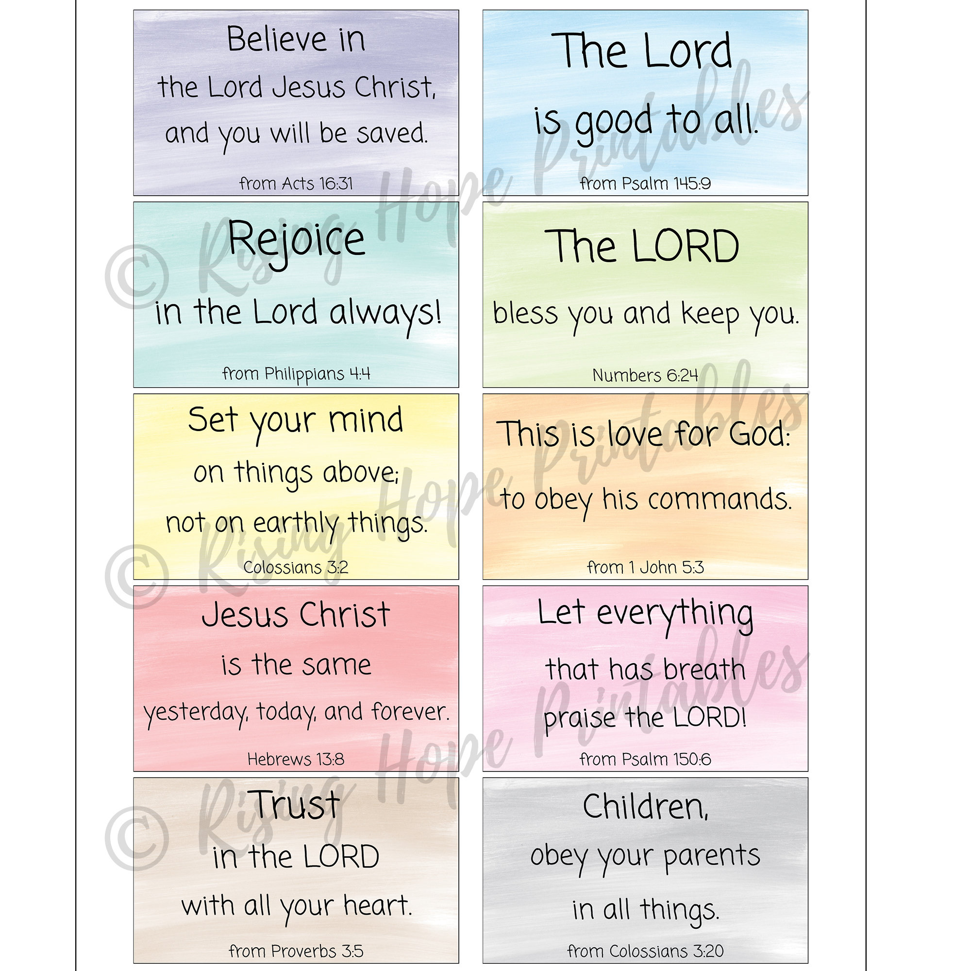 10 Kids Memory Verses C1 INSTANT DOWNLOAD Kids Children's Memory Verses ...