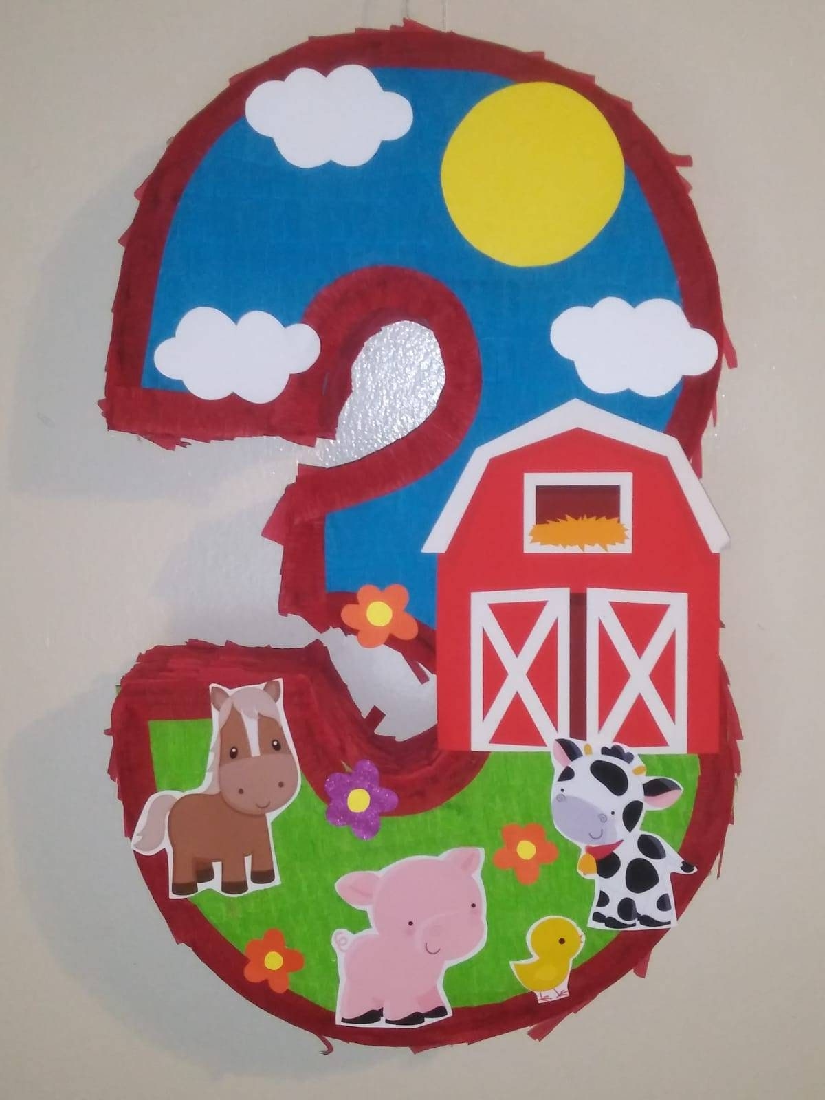 Baby Farm Number Three Piñata. Farm Birthday Party.barn Party - Etsy