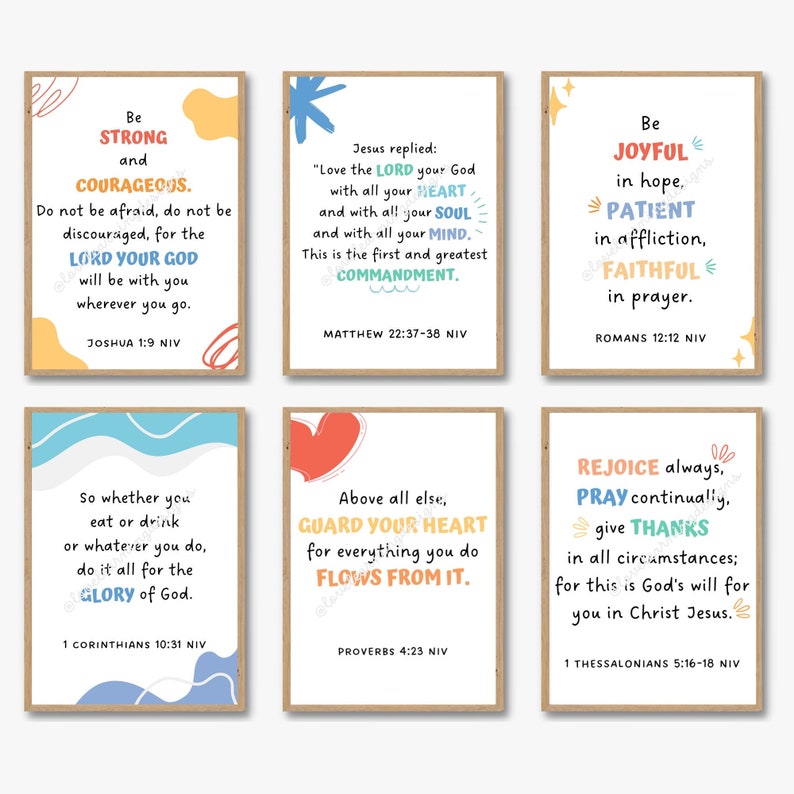 Bible Verse Wall Art Posters for Nursery, Homeschool, or Christian ...