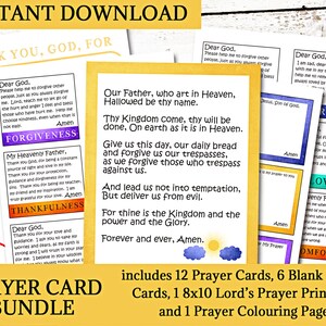 Printable Prayer Cards for Kids, Bible Verse Memory Cards, the Lord's ...