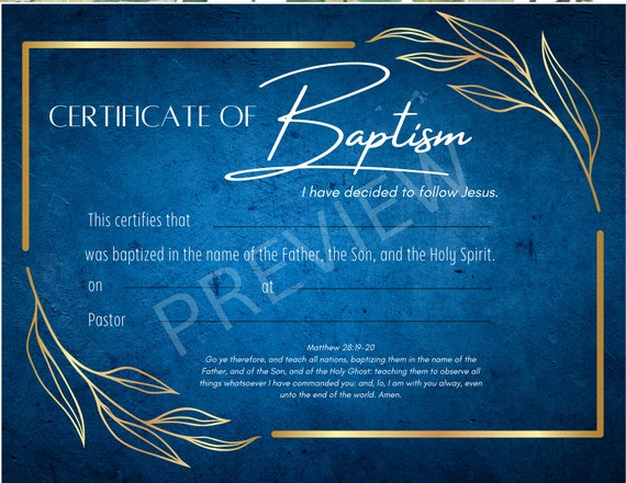 Printable Baptism Certificate Template KJV Instant Digital - Etsy image.