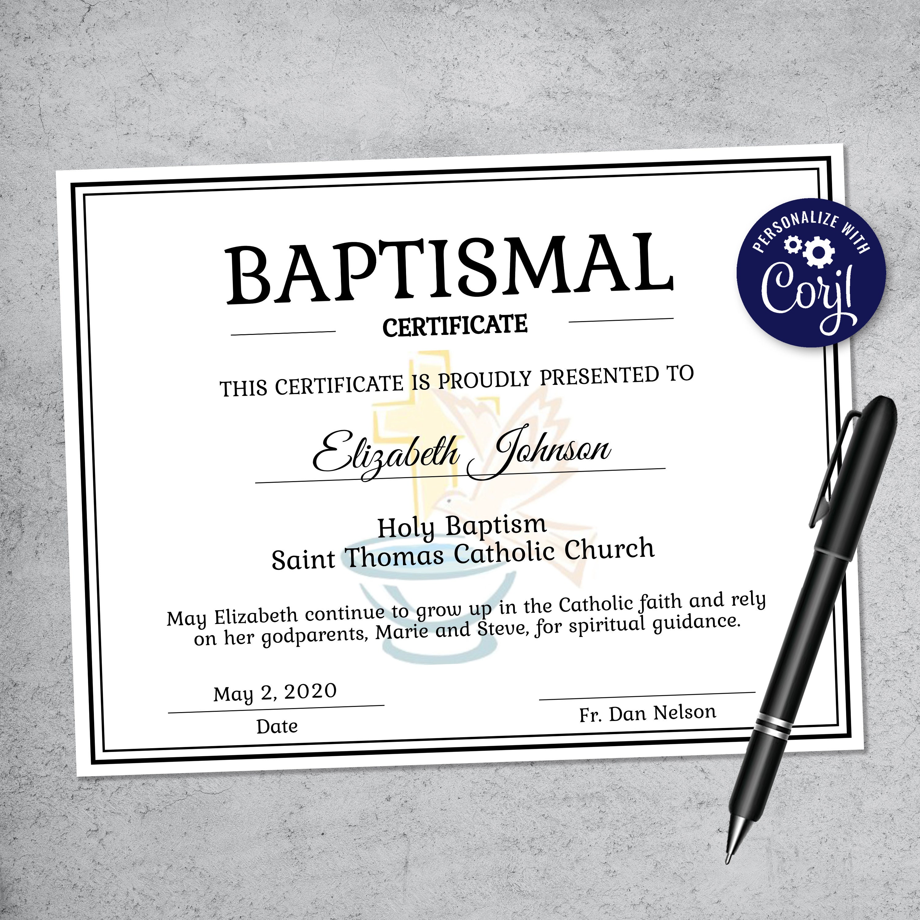 Christian Baptism Certificate Template