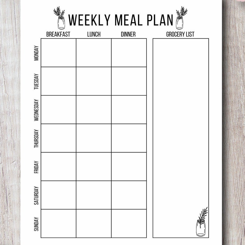 Weekly Meal Planner Printable Template Bullet Journal and - Etsy