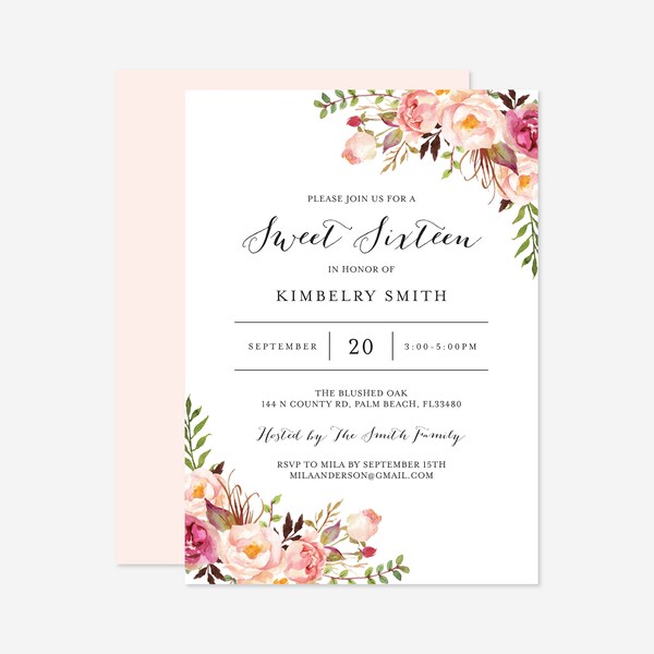 Sweet 16 Invitation - Etsy