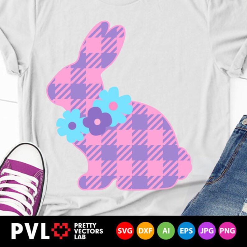 Bunny Svg Plaid Bunny Svg Easter Svg Cute Bunny With | Etsy