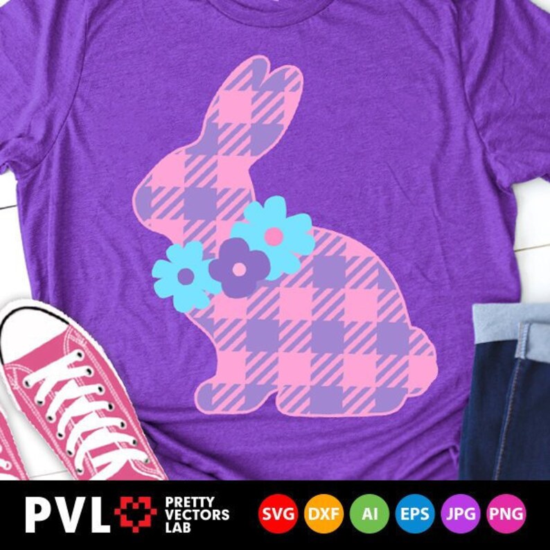 Bunny Svg Plaid Bunny Svg Easter Svg Cute Bunny With | Etsy