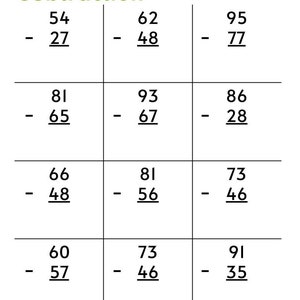 10 Printable Two Digit Subtraction Worksheets with Regrouping, Math ...