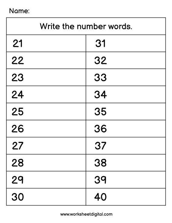 Numbers In Words 1 To 100 Worksheet