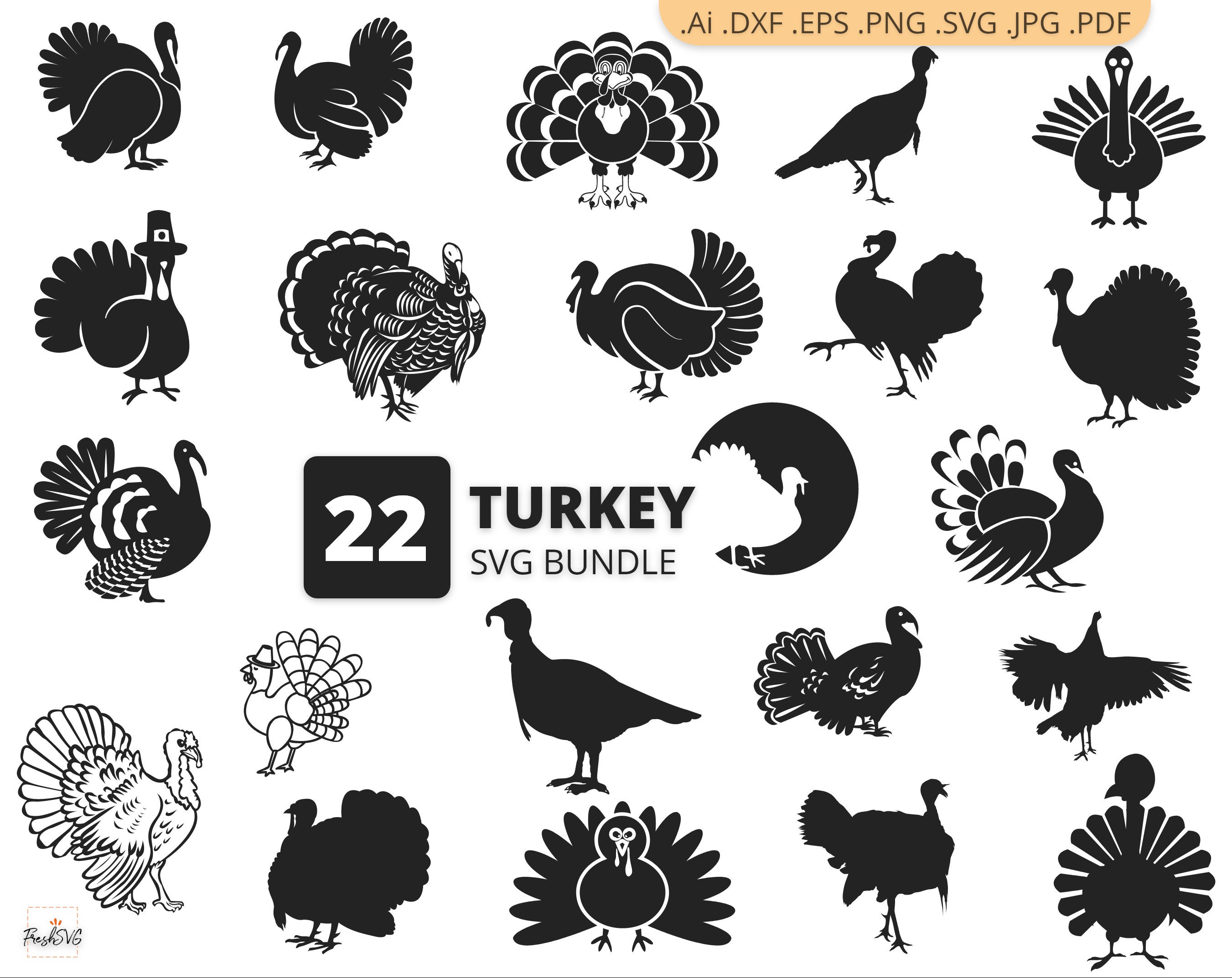 Turkey SVG Turkey Bundle SVG Turkey Silhouette Turkey | Etsy