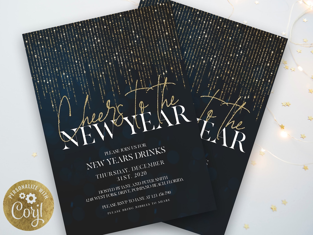 New Years Eve Invitation Cheers to the New Year DIY New Year Party ...