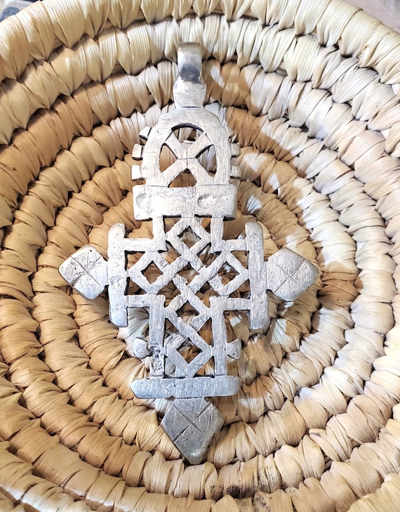 Ethiopian Christian  silver cross pendant, Coptic 