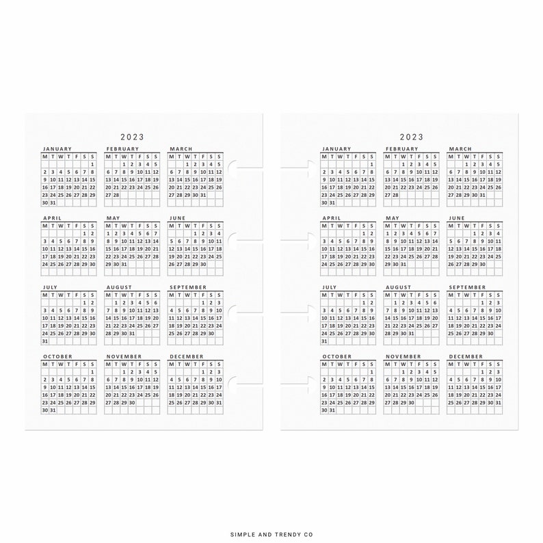 2023 Calendar Micro Happy Planner 2023 Year at A Glance 2023 - Etsy