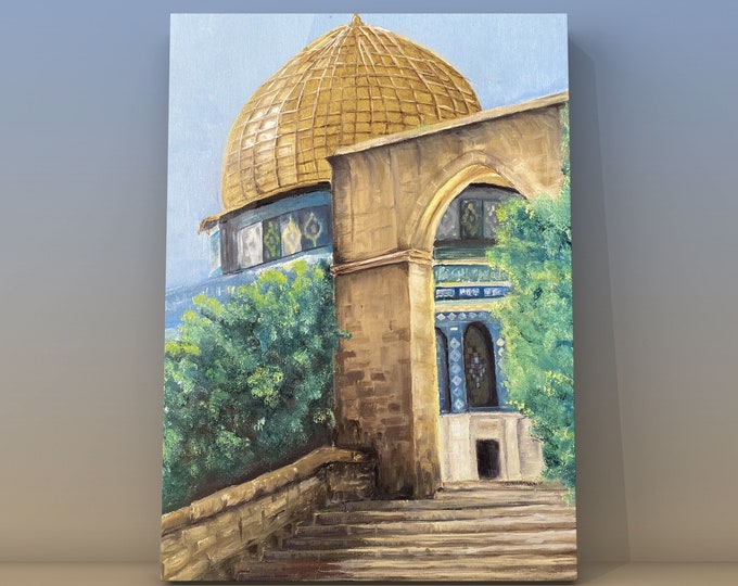 Oil Painting Palestine, Aqsa Art, Dome of the Rock, Palestine Original ...