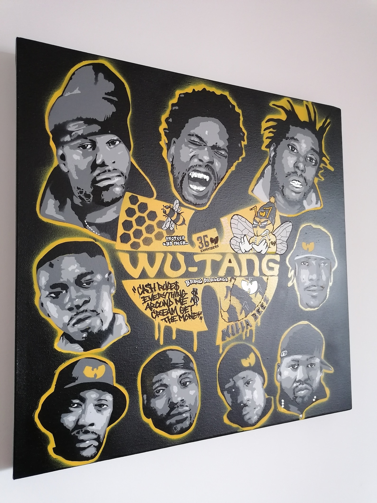 Wu Tang Clan stencil painting east Coast black yellow Spray | Etsy