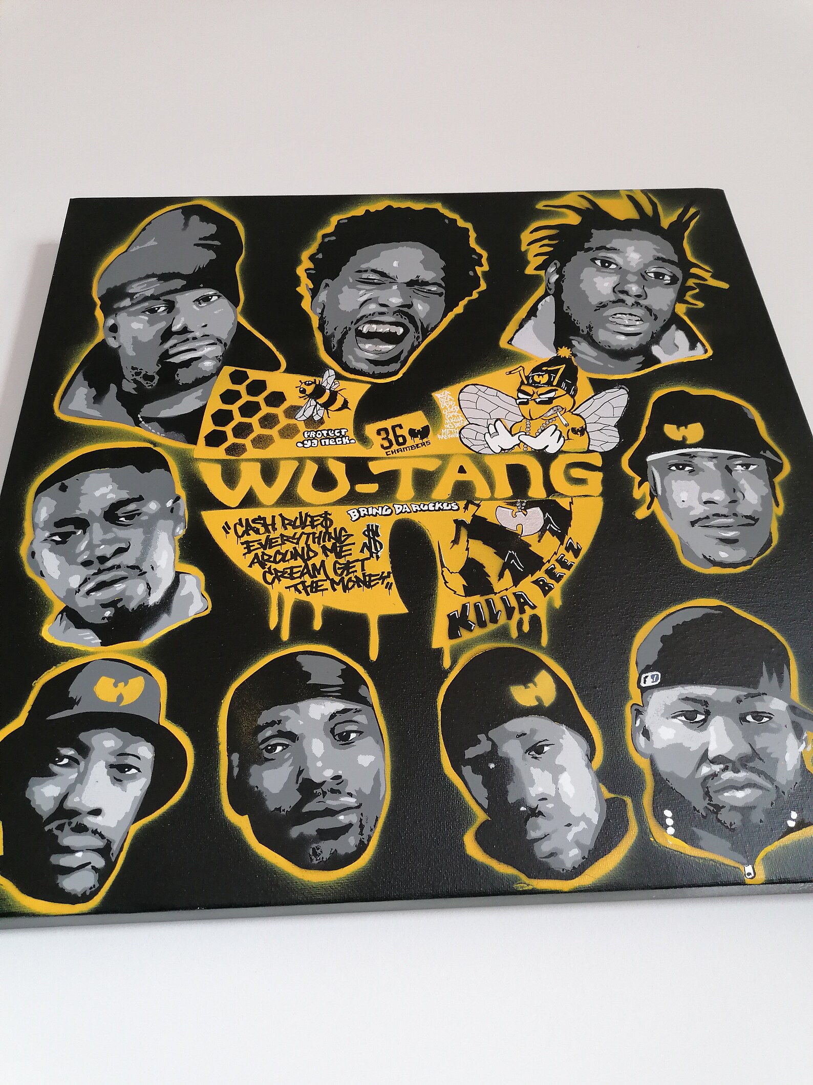 Wu Tang Clan stencil painting east Coast black yellow Spray | Etsy