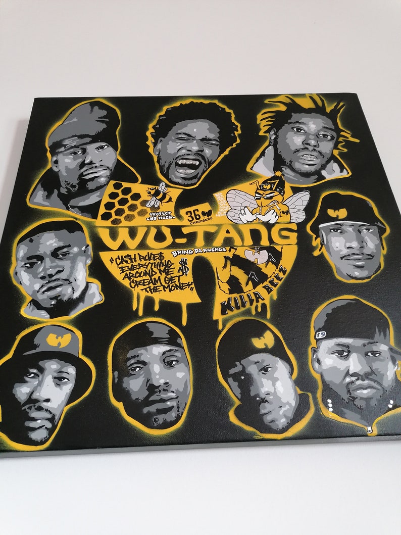 Wu Tang Clan Stencil Painting East Coast Black Yellow Spray - Etsy