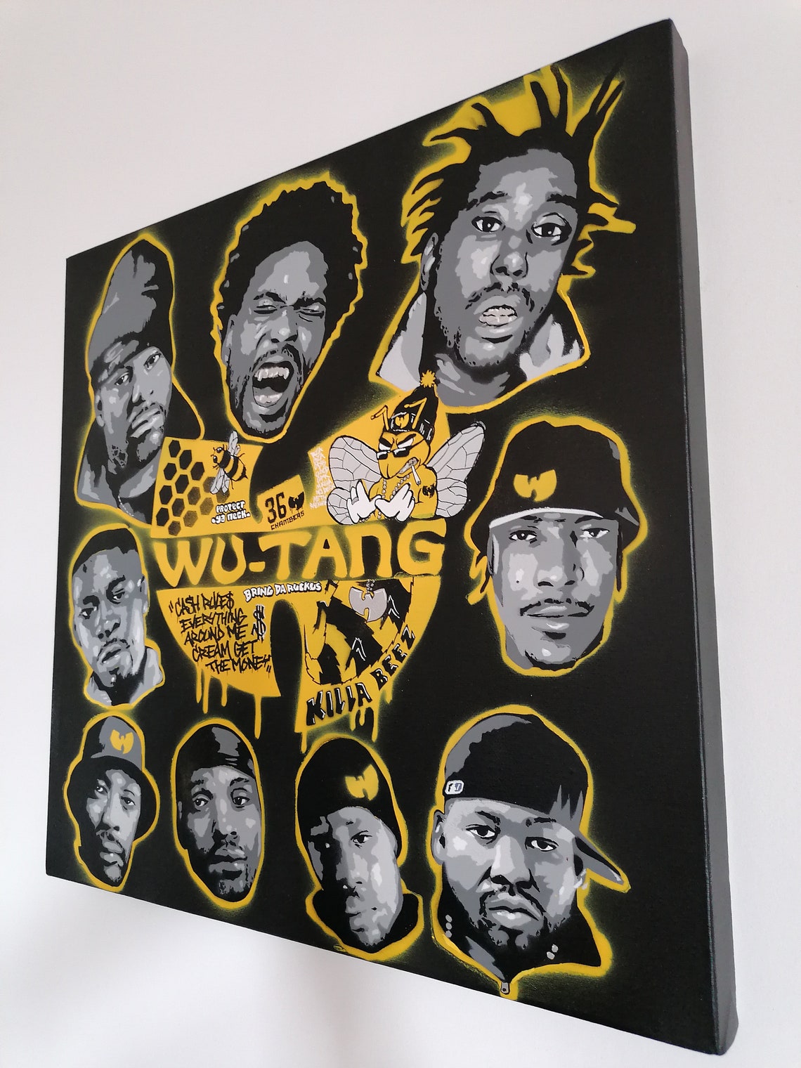 Wu Tang Clan stencil painting east Coast black yellow Spray | Etsy